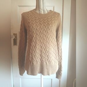Vintage J. Crew Tan Cable Knit Crewneck Sweater - L